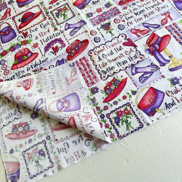 VTG Dianna Marcum Marcus Brothers Red Hat Society Fabric BTY OOP 2005 - Picture 3 of 4